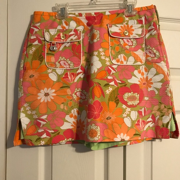 Liz Claiborne Pants - LIZ GOLF Size 6 Skort Orange Green Retro Floral